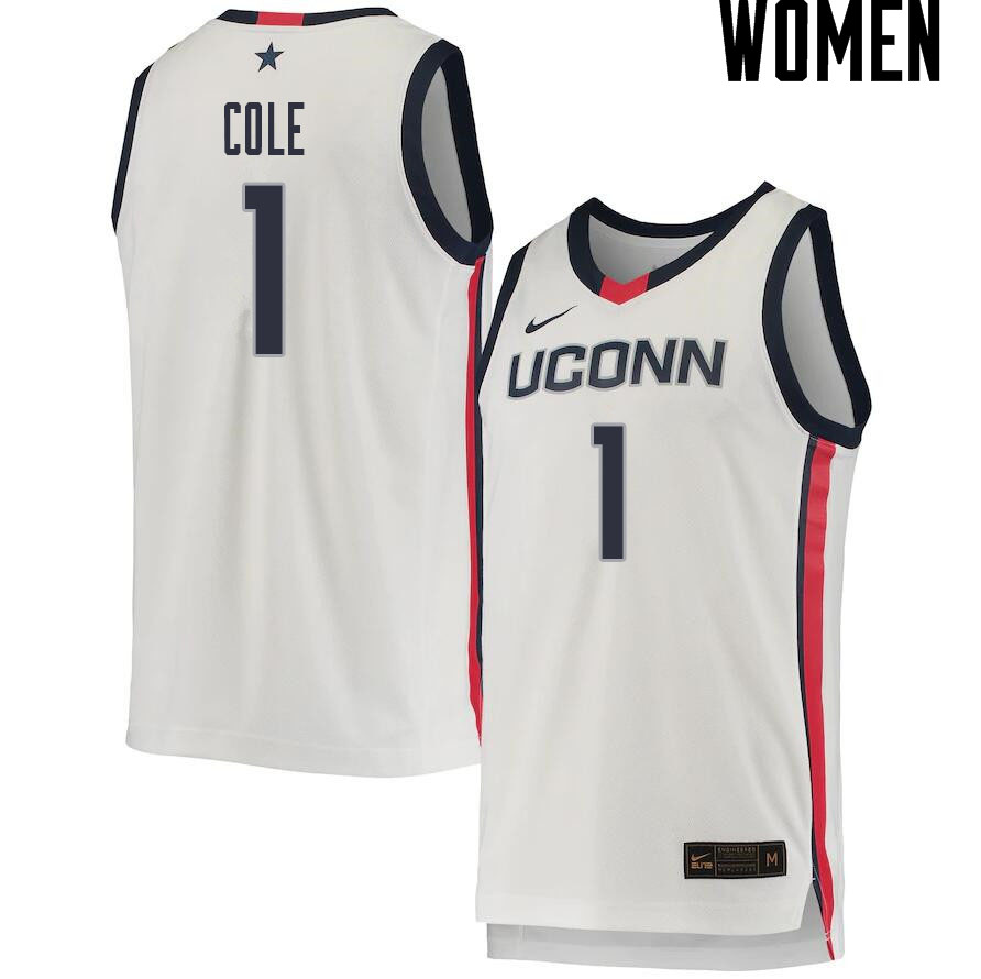 2021 Women #1 R.J. Cole Uconn Huskies College Basketball Jerseys Sale-White